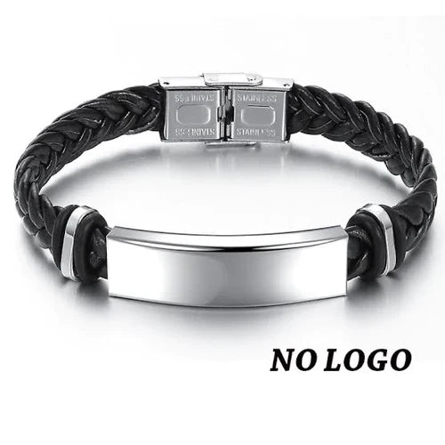 Custom Name Date Logo Engrave Bangle & Bracelet Male Jewelry