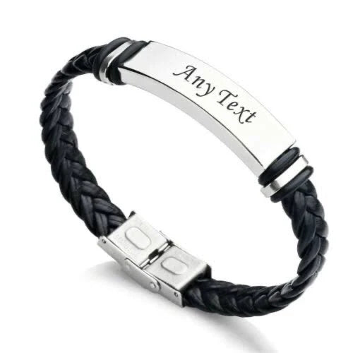 Custom Name Date Logo Engrave Bangle & Bracelet Male Jewelry